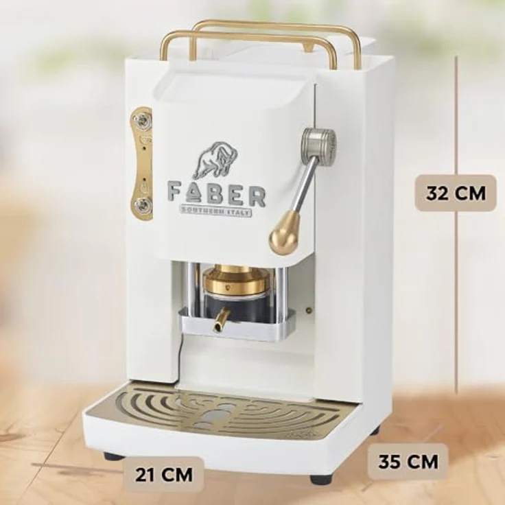 Faber Coffee Machines Pro Deluxe 3.0, Kaffeepadmaschine in Messing mit ESE-Pads und hochwertigem 3D-Logo, Glas-Wassertank – Bild 8