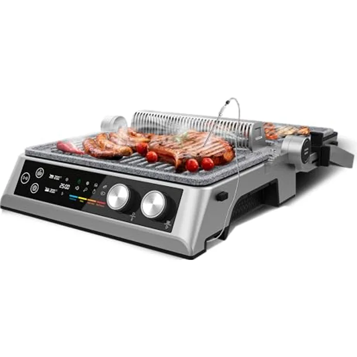 Cecotec Elektrogrill Rockn'Grill Bistro, 2400W, Touch-Steuerung, Rauchfreies Kochen, Temperaturregelung, inklusive Temperatursonde