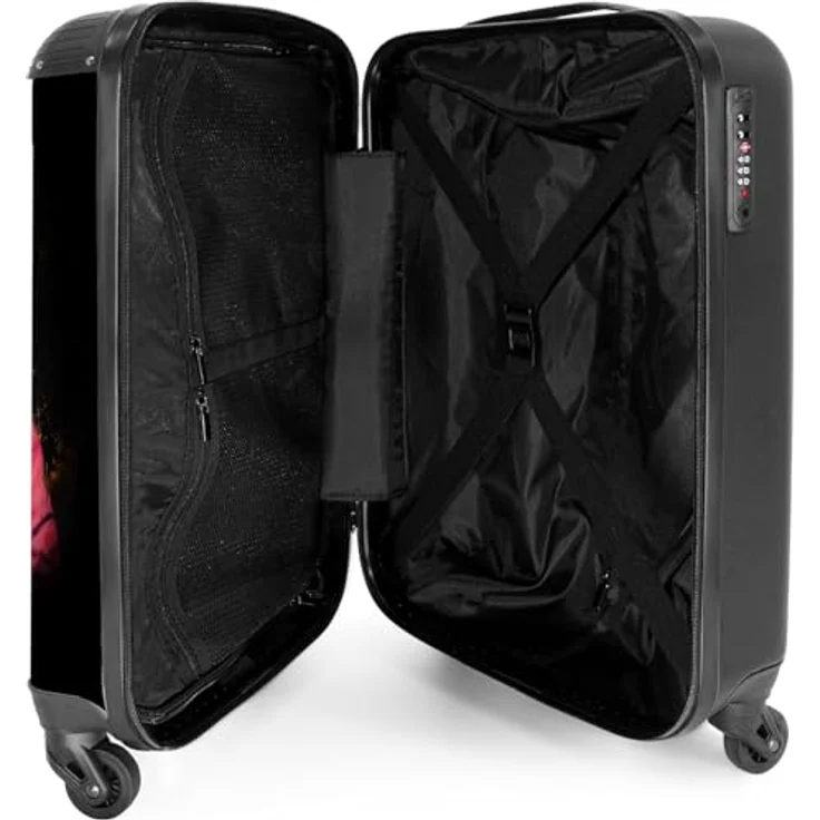 NoBoringSuitcases.com© Hartschalen-Trolley Affe mit bunter Weste 55x35x20cm, 4 Rollen, Handgepäck Koffer Flugzeug – Bild 4