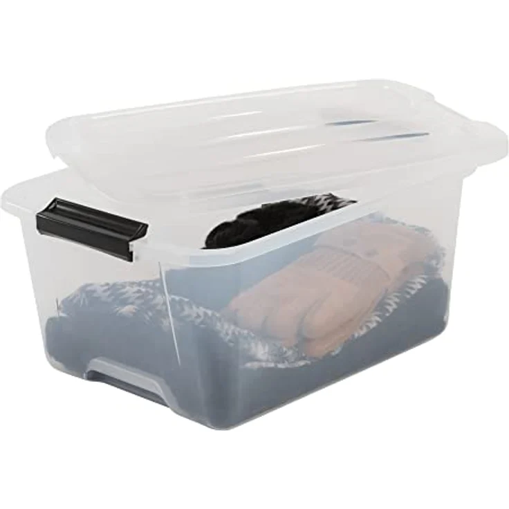 IRIS 3er-Set stapelbare Aufbewahrungsboxen 'Top Box', mit Deckel und Klickverschluss, 15 Liter, Kunststoff - Plastik, transparent – Bild 4