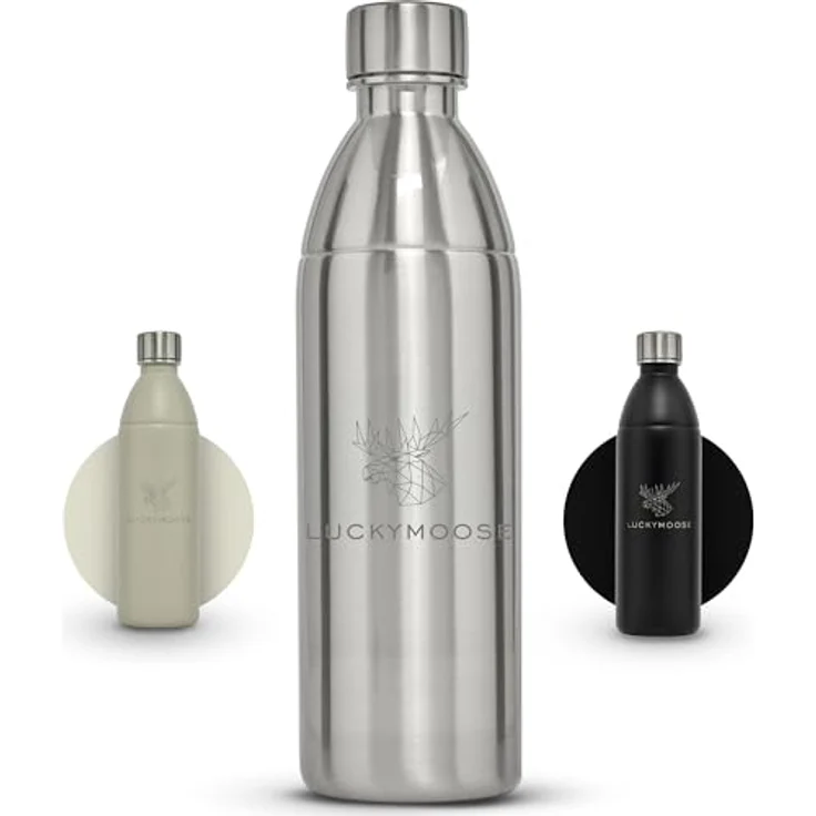 Luckymoose Infinity Edelstahlflasche Wassersprudler, spülmaschinenfest für SodaStream DUO & TERRA, 0,75 - 1,1 Liter, bruchsicher, ohne Ablaufdatum – Bild 1