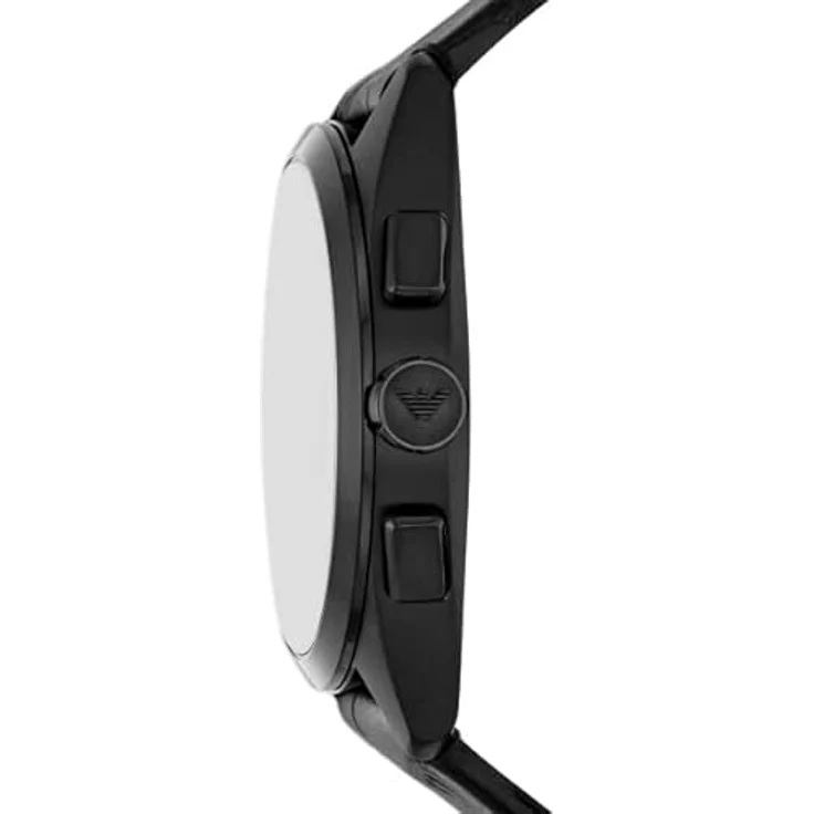 Emporio Armani Herrenuhr Chronograph AR11483, 43mm Edelstahlgehäuse, ProPlanet Lederarmband, schwarz – Bild 3