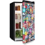 Klarstein Cool Vibe Kühlschrank, 90 Liter, Manga-Comic-Design Print, Crisper Fach, 42 dB, schwarz