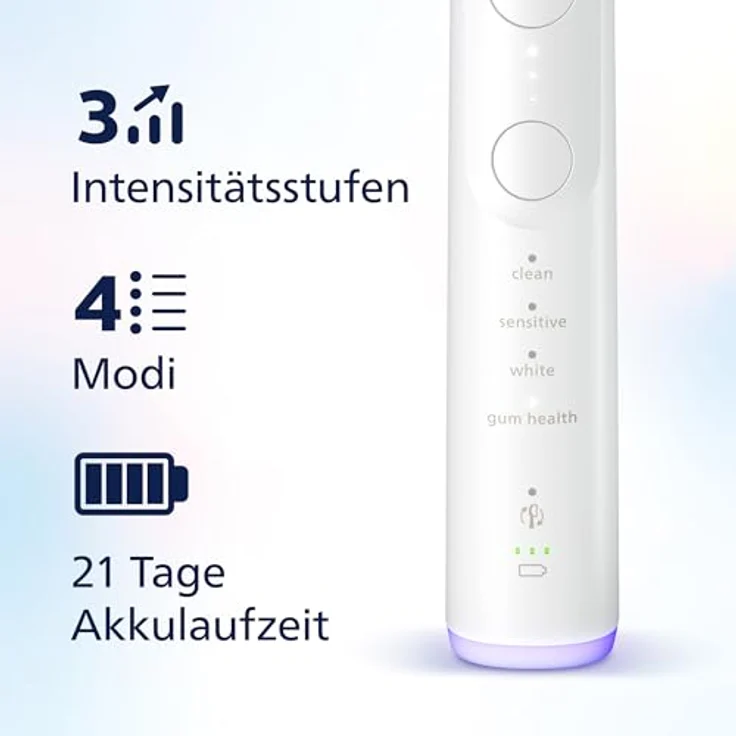 Philips Sonicare 7100 elektrische Zahnbürste, Schallzahnbürste mit App, 4 Putzmodi und 3 Intensitätsstufen, Andruckkontrolle, EasyStart, SmarTimer und BrushPacer, Weiß – Bild 4