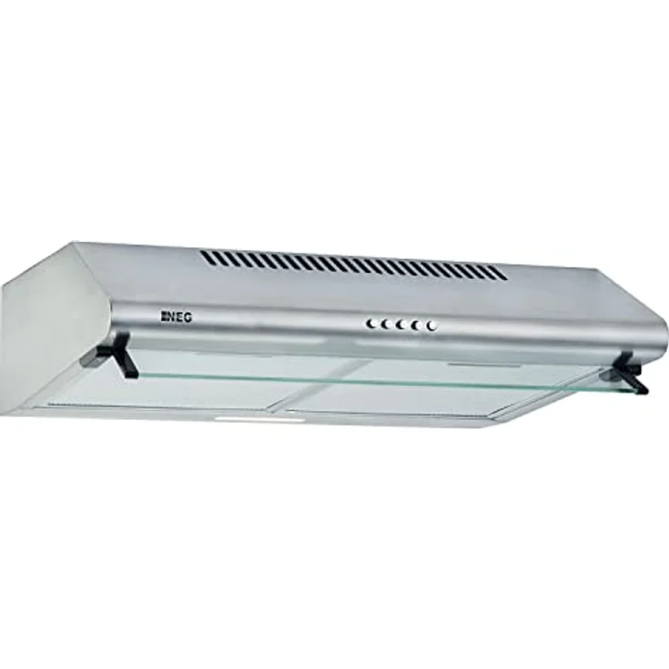 NEG Edelstahl Unterbau Dunstabzugshaube NEG15-DC+ NextGen Doppelmotor, 60 cm, 424 m³/h, flexibler Abluftanschluss oben/hinten, Umluftbetrieb, Curved Design, mit LED-Beleuchtung – Bild 1