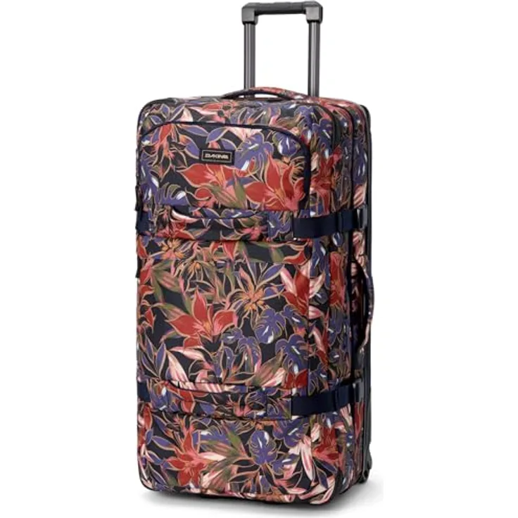 Dakine Split Roller Reisekoffer 110L, dunkles Blumenmuster, doppeltstöckiges Design, dunkel Stargazer, robuste Konstruktion mit YKK-Reißverschluss