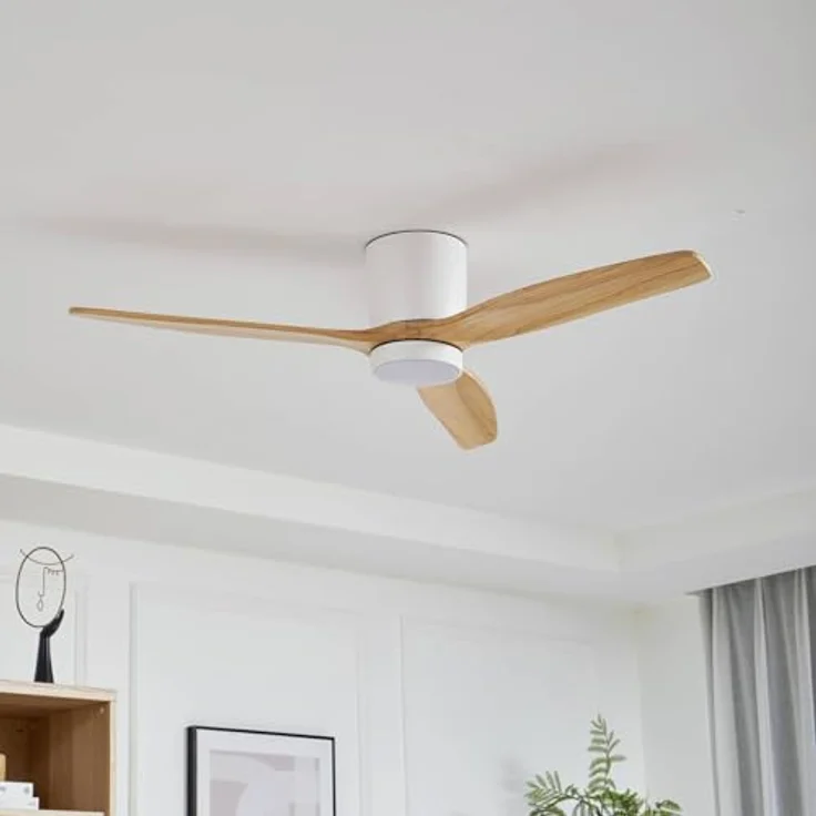 Lucande LED Deckenventilator mit Licht, Fernbedienung, 6 Geschwindigkeiten, Farbwechsel, Sommer- und Winterbetrieb, Holz hell, Ø 132 cm, 18W, 2000lm – Bild 3