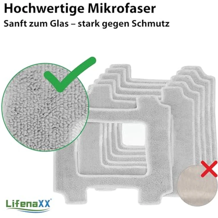Lifenaxx Ersatz-Wischtücher (6 Stück) für LX-047 Fensterreinigungsroboter – Original Mikrofaser-Reinigungspads mit hoher Schmutzaufnahme, langlebig & passgenau – Bild 4