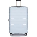 Stratic Straw + Hartschalen-Koffer Trolley Koffer groß Reisekoffer, nachhaltig, 4 Rollen, erweiterbar, TSA-Schloss (Größe L, Pastel blau)