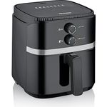 SEVERIN Heißluftfritteuse mit 5 Liter Garraum, Heißluft Fryer für gesundes Kochen, Fritteuse ohne Fett mit antihaftbeschichtetem Frittierkorb, 1500 W, schwarz/silber, FR 2452