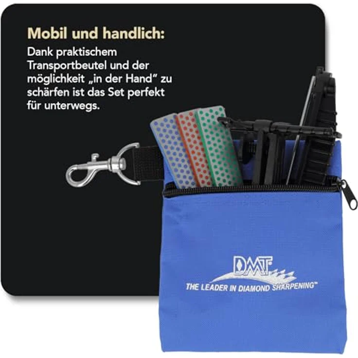 DMT AKEFC Aligner-Kit, 3 Schleifsteine mit Diamanten 10cm grob, fein, extra-fein, Führungsschiene, Aufbewahrungstasche aus Stoff – Bild 8