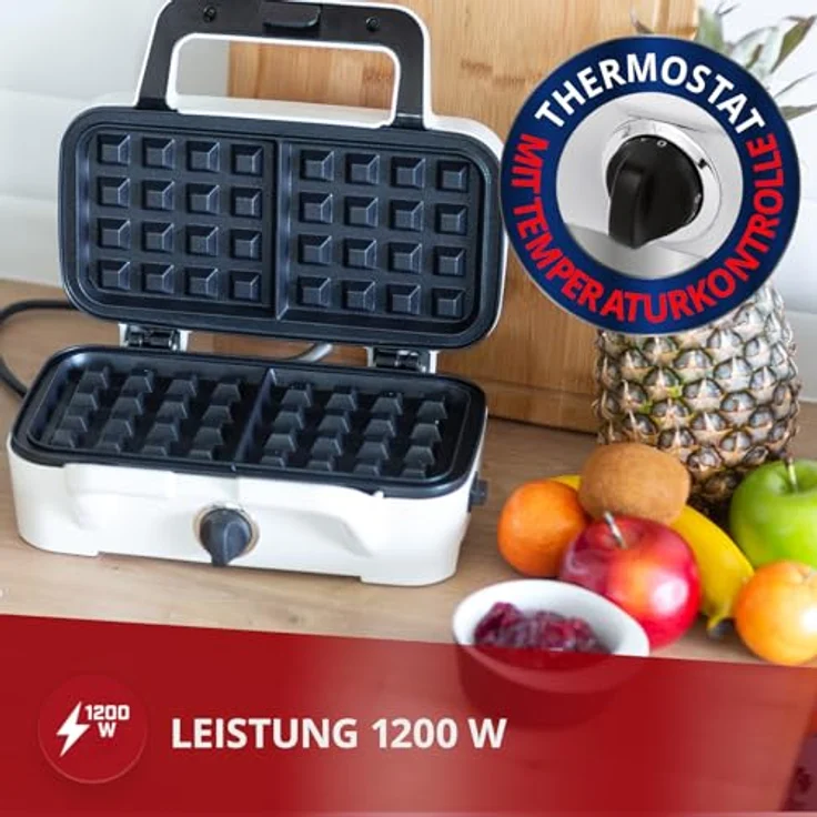 MPM MOP-33M 3in1 Sandwichmaker, 1200W, austauschbare Platten, Sandwichtoaster, Belgisches Waffeleisen, Grillplatte, Kontaktgrill für Fleisch und Fisch, Temperaturregelung, weiß – Bild 5