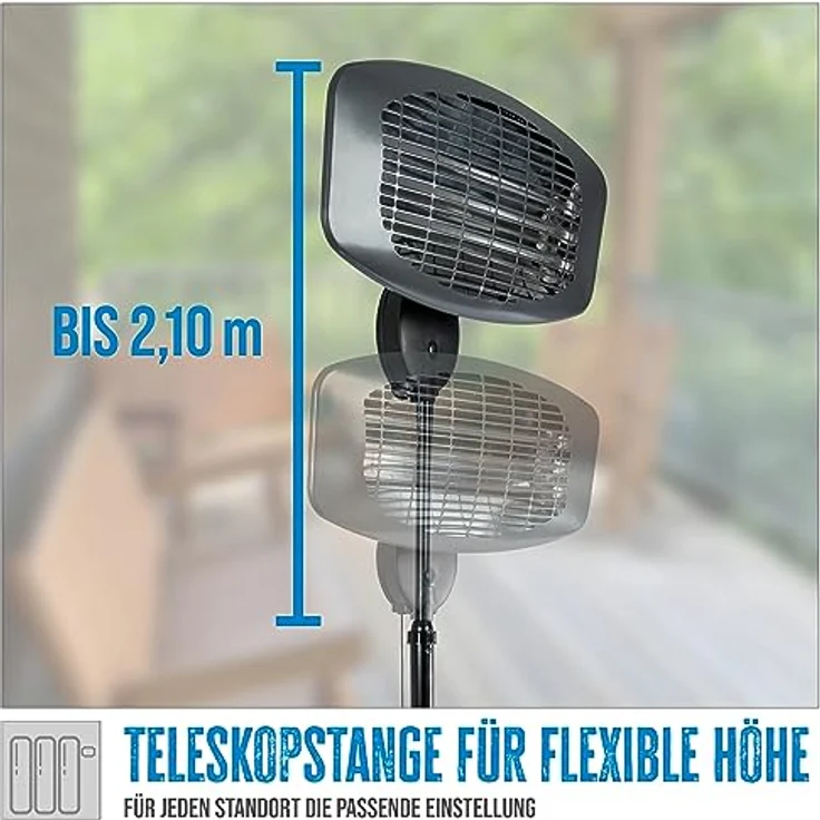 Güde Infrarot Standheizstrahler GIH 2000 (2000W Heizleistung, 3 Heizstufen (650/1035/2000 W), 15 m³ max. Raumheizvermögen, Quarz-Heizelemente, großer Standfuß & Kippschutz & stabiles Metallgestell) – Bild 2
