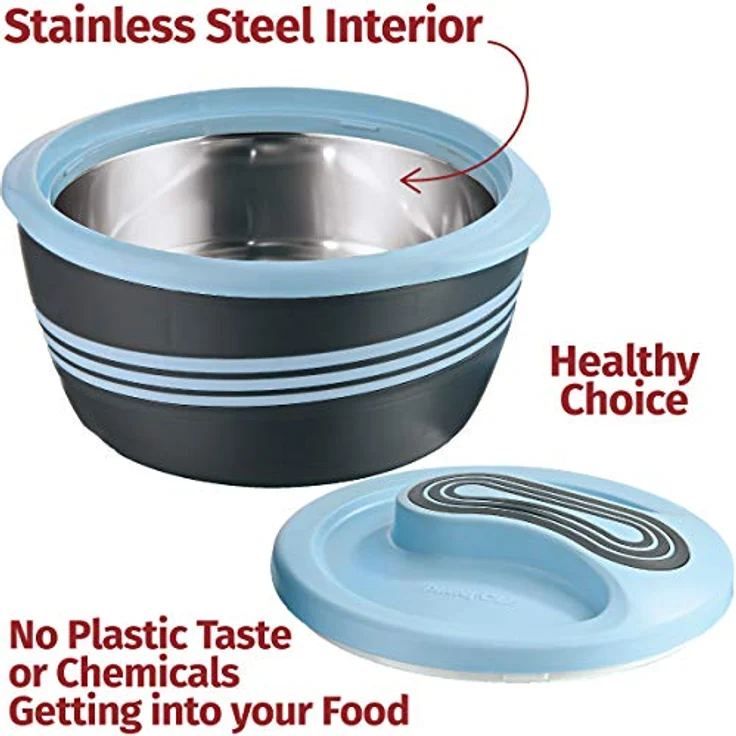 Pinnacle Servierschüssel für Salat - Suppenteller - Thermo-Schüssel mit Deckel - tolle Schüssel für Urlaub, Abendessen und Party 3er Set 3,6 qt Blau – Bild 6