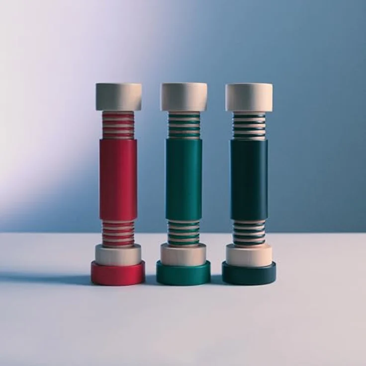 Alessi Twergi MP0215 1 - Salz-, Pfeffer- und Gewürzmühle, Buchenholzkörper, Keramikmahlwerk, Natur und Rot – Bild 5