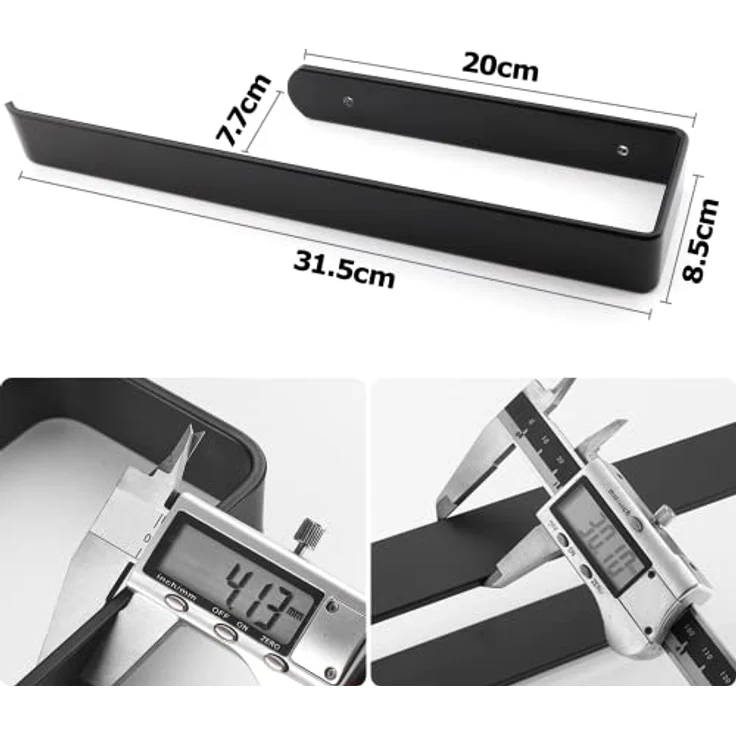On and Off Prämie Küchenrollenhalter ohne Bohren，Papierrollenhalter aus Aluminium Schwarz, Küchenrollenspender Küchenrollen Halter Aufbewahrung Organisator(31.5CM), Kitchen Roll Holder, L - Preisvergleich – Bild 2