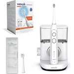 Waterpik Sonic-Fusion Zahnbürste mit integrierter Munddusche, 2-Minuten Timer, 2 Bürstenköpfe, Reiseetui, Weiß (SF-02)