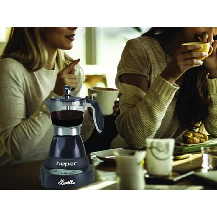 Beper Lucilla Kaffeemaschine aus Aluminium für 3 Tassen, programmierbar, Timer programmierbar bis 24 Stunden zuvor, heißer Kaffee für 30 Minuten - Schwarz – Bild 7