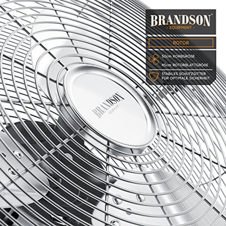 Brandson Windmaschine Retro Stil 120 Watt - Ventilator in Chrom - Standventilator 50cm - Bodenventilator - hoher Luftdurchsatz - stufenlos neigbarer Ventilatorkopf - Silber – Bild 5