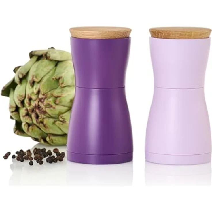 AdHoc MP124 Set Pfeffer- und Salzmühle Twin, CeraCut® Keramik Mahlwerk, dark purple&light purple, stufenlose Einstellung des Mahlgrades, Aromaschutzklappe – Bild 3