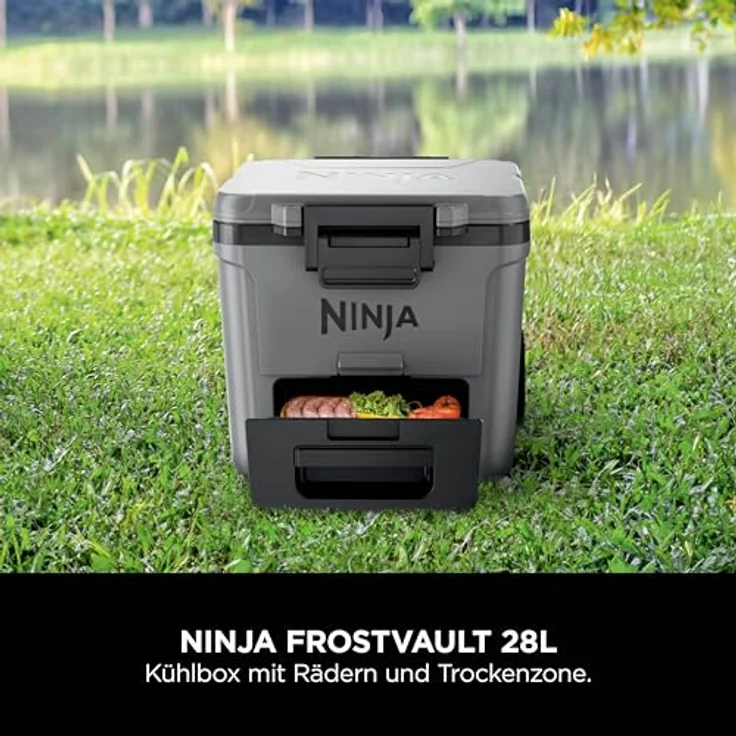 Ninja FrostVault Kühlbox mit Rollen, 28 L Fassungsvermögen und „Dry Zone“-Schublade, schiefergrau, FB230EUGY – Bild 2