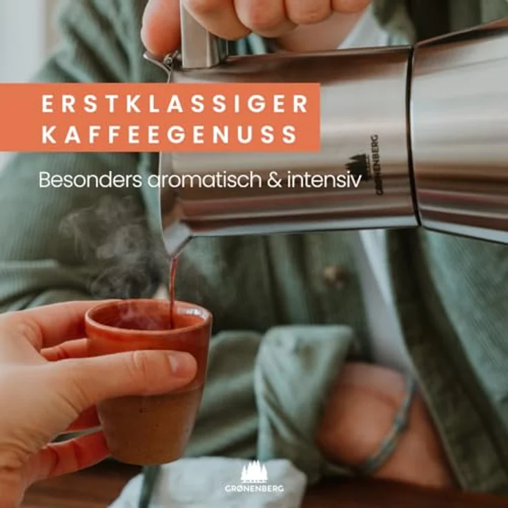 GRØNENBERG Espressokocher Edelstahl, Induktion geeignet, 4 Tassen, 0.2l, inkl. Ersatz-Dichtung, aluminiumfrei und unbeschichtet – Bild 7
