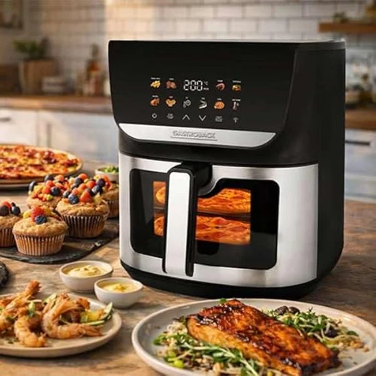 Gastroback Heißluftfritteuse 42585 HEAT & CRISP FAMILY 8 L, 2000 W, Multifunktionale Fritteuse mit Touchscreen und 10 Automatik-Programmen, Schwarz – Bild 2