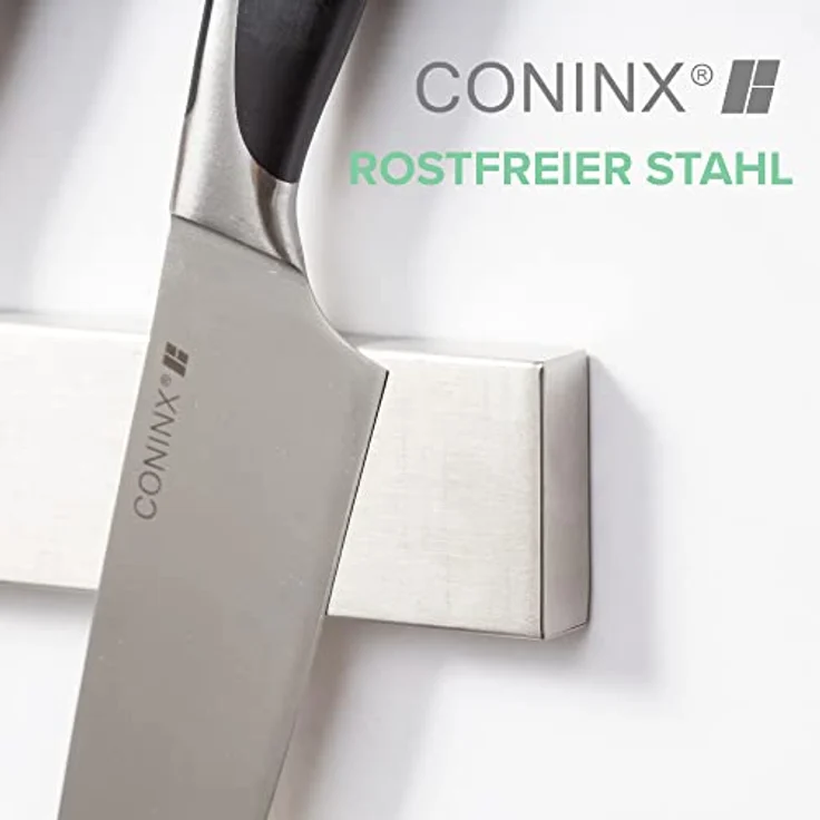 Coninx Magnetleiste Messer 40cm | Magnetischer Messerblock Edelstahl | Wandmontage oder Selbstklebend 3M VHB Klebeband | Küchenmesser Messerhalter Magnetisch mit extra starker Magnet | Magnetstreifen – Bild 5