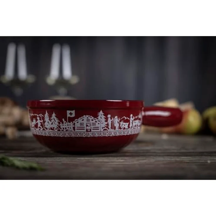 KUHN RIKON Caquelon Induktion Gusseisen rot Alpweide Mini Ø 17 cm - Hochwertiges Gusseisen, für alle Herdarten geeignet, spülmaschinentauglich – Bild 3