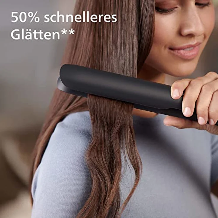Philips BHS510-00 5000 Glätteisen, Ionen-Funktion, Temperatureinstellrad, 12 Temperaturstufen, inkl. hitzebeständige Ablagematte, schwarz – Bild 5