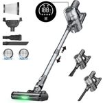 Proscenic Akku-Handstaubsauger P13 35 Kpa Saugleistung, Stabstaubsauger mit grünem Licht, 400,00 W, 1,2-l-Staubbehälter, Anti-Tangle-Rollenbürste, 5-lagiges Filtersystem in Grau
