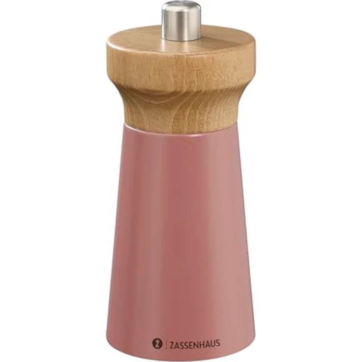 Zassenhaus Pfeffermühle WESTERLAND coral | lackiertes Buchenholz | Mühlenkopf aus Buchenholz | mit stufenlos verstellbarem Hochleistung-Keramikmahlwerk | Gewürzmühle für Pfeffer | 12 cm, Ø 5,4 cm – Bild 1