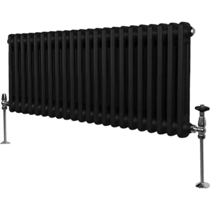 Monster Shop Traditioneller 2-Spalten-Heizkörper 300 x 1012mm | Horizontaler Wandheizkörper | Matt Schwarz Kohlenstoffstahl | Hohe Wärmeleistung 2413 BTU, Stabile Montage & Qualitätsgarantie – Bild 1