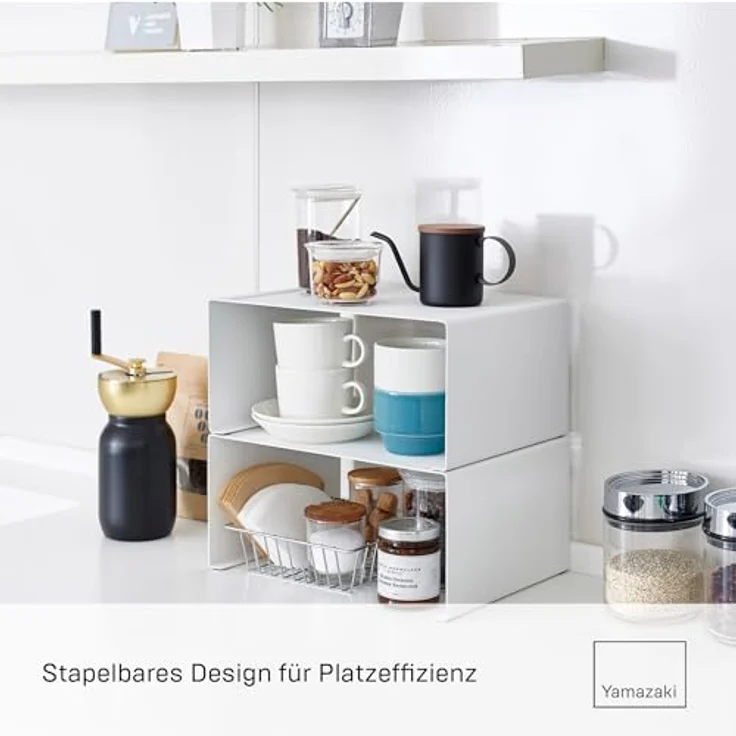 Yamazaki Stapelbares Küchenregal TOWER, Küchen Organizer mit zusätzlichem Speicherplatz, Weiss – Bild 3