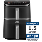 COSORI Turbo Tower Pro Smart, 10,8L Double Stack Airfryer mit WLAN, DualBlaze Technologie und Keramikbeschichtung, Silbergrau