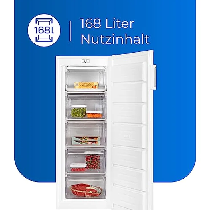 Exquisit Gefrierschrank GS230-H-040D weiss | 168 l Nutzinhalt | 4* Gefrieren | Wechselbarer Türanschlag | 55cm Breite – Bild 4