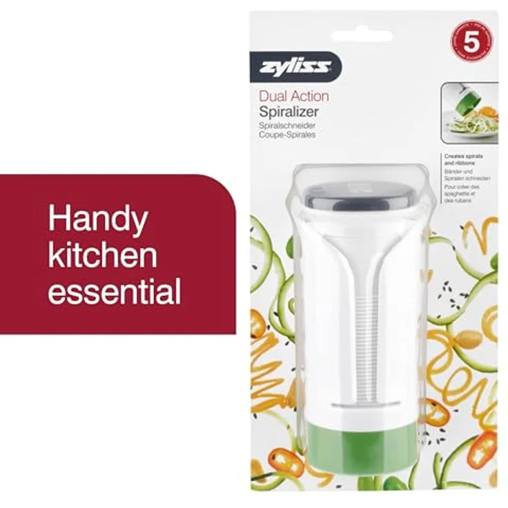 Zyliss Spiralschneider mit doppelseitiger Klinge Gemüsetools, ABS, POM, TPE PMS, SS, White-Green, Delete Current Value – Bild 4