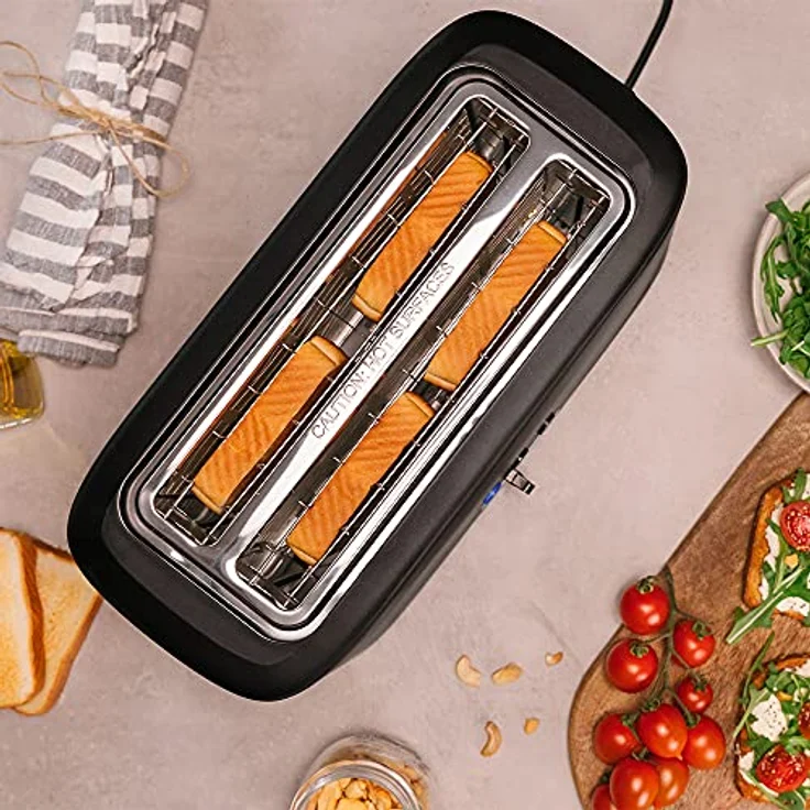 Cecotec Toast&Taste 16000, Doppelschlitz-Toaster mit 1630 W, 2 extra breiten Langschlitzen, schwarzes Design, 9 Toastfunktionen, Brötchenaufsatz – Bild 4