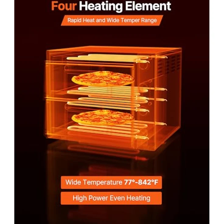 VEVOR elektrischer Pizzaofen PSL-36-EU, 2500 W mit Doppelkammer, Temperaturregelung bis 450 °C für 457 mm Pizza – Bild 3