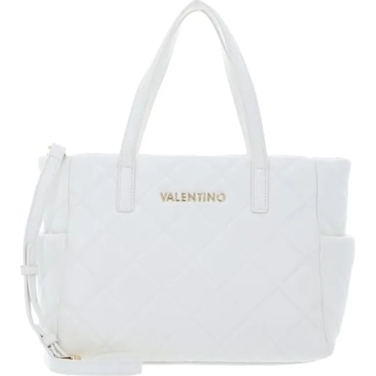 VALENTINO BAGS Ocarina Shopper Shopping Bag, gesteppte Einkaufstasche in Bianco, 34 cm x 22 cm x 13 cm, mit abnehmbarem Schulterriemen, nachhaltigen Materialien und großzügigem Stauraum