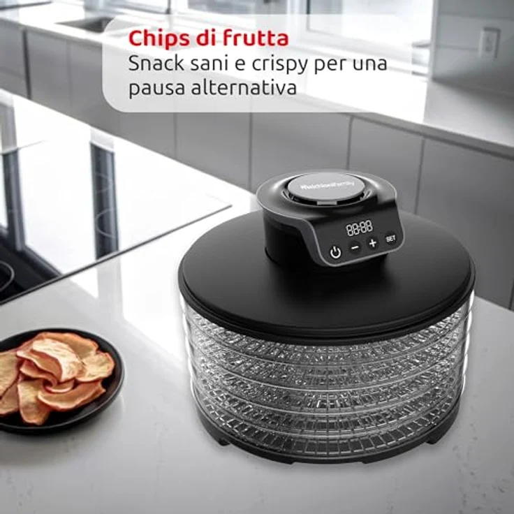 Melchioni Family Digitaler Dörrautomat TOWER, 5 verstellbare Etagen, 250 W für Obst, Gemüse und Pilze, Digitales Display – Bild 5