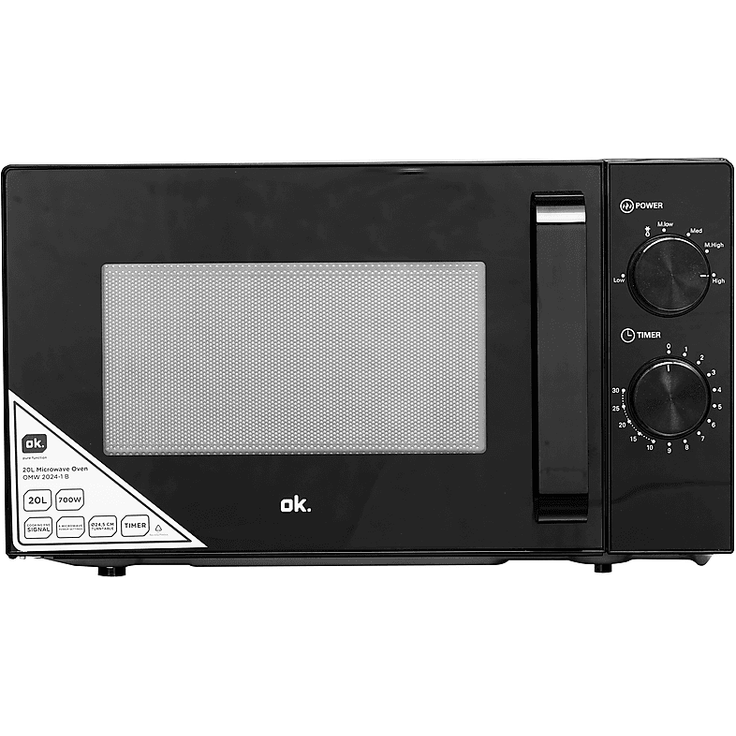 OK. OMW 2024-1 B, Solo Mikrowelle mit 700 Watt, 20 L Volumen, schwarz