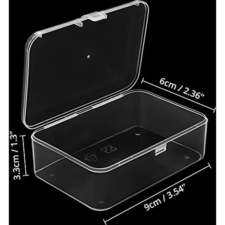 BELLE VOUS Kleine Aufbewahrungsbox Transparent, 12 Stück, Klappdeckel, 9 x 6 x 3,3 cm, für Schmuck, Perlen, Pillen und Schrauben – Bild 2