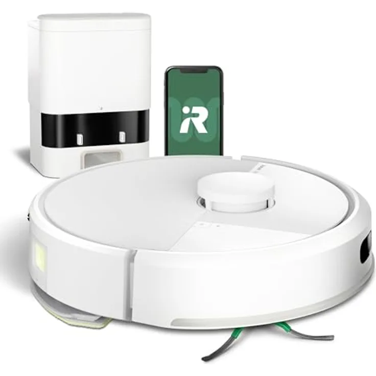 iRobot Roomba 105 Combo + AutoEmpty Dock - Saugen + Wischen - Clearview LiDAR- 7000Pa - 120 mins - SmartScrub - Umfährt Hinderniss - App - Weiß