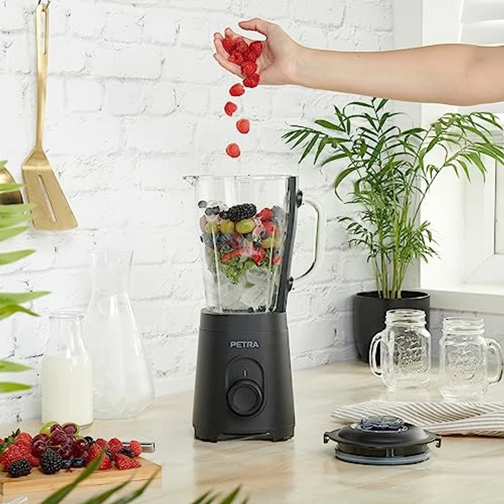 Petra PT5531MBLKVDE Glas Standmixer - BPA Frei 1.5L Krug-Mixer, 600W Smoothie Maker, Edelstahlklinge – Bild 4