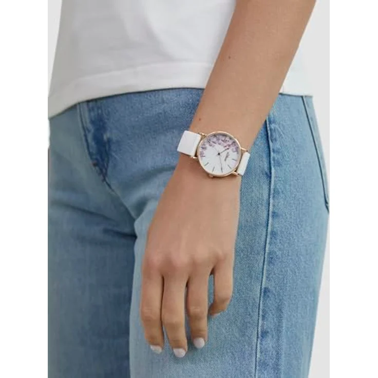 s.Oliver Damen Analog Quarz Armbanduhr SO-3706-PQ, roségoldfarbenes Metallgehäuse, weißes Silikonarmband, Blumen-Zifferblatt, 36 mm, 3 ATM wasserdicht – Bild 5