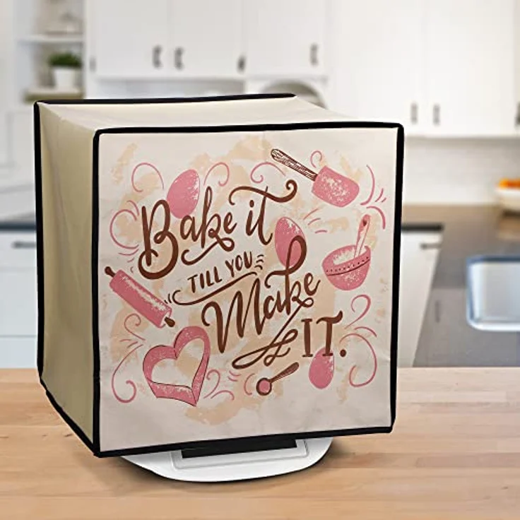 kwmobile Hülle kompatibel mit Thermomix TM5 / TM6 - Küchenmaschine Abdeckhaube - Dunkelbraun Beige Pink - Schutz vor Staub, Fingerabdrücken und UV-Strahlen – Bild 2