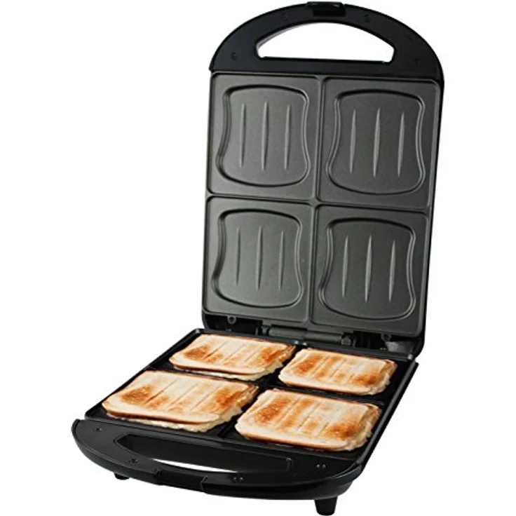 Emerio XXL Sandwich Toaster TEST GUT für alle Toastgrößen geeignet 4x große Muschelform für die ganze Familie Käse läuft nicht aus kein Verschmieren BPA frei 1300 Watt Sandwichmaker 4er – Bild 5