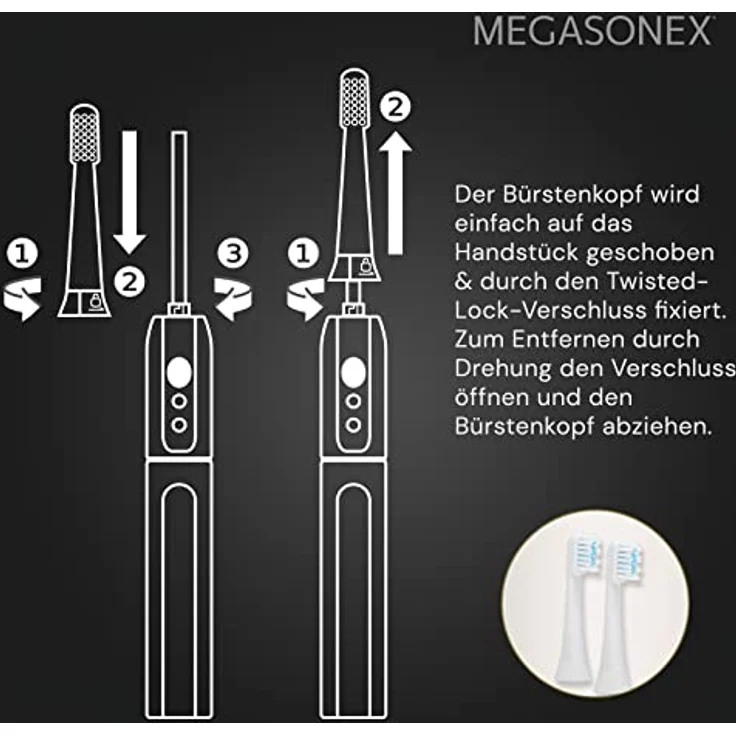 Megasonex flat medium, für Megasonex Ultraschallzahnbürsten, 2er-Pack – Bild 5