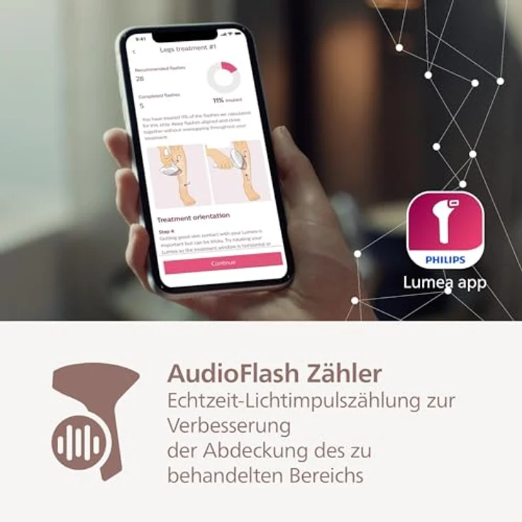 PHILIPS Philips Lumea 9900 Series, IPL-Haarentfernungsgerät, Alternative zur Laserhaarentfernung, SenseIQ und SkinAI, 3 Aufsätze für Körper, Gesicht und Präzisionsbereiche, Akku- und Netzbetrieb, BRI953/02 – Bild 5